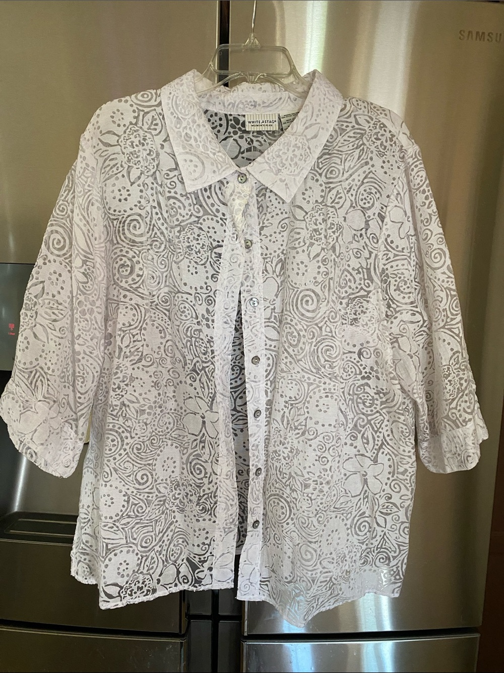 White Stag White Eyelet Button-Down Lace Blouse